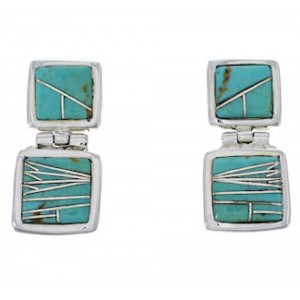 Sterling Silver Turquoise Post Dangle Earrings FX31005
