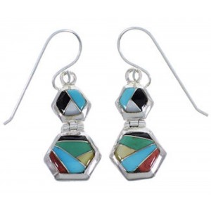 Multicolor Sterling Silver Hook Dangle Earrings FX31040