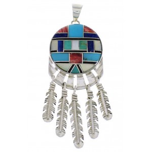 Sterling Silver And Multicolor Feather Pendant PX28998