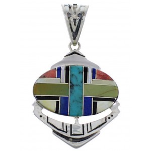 Multicolor Inlay And Genuine Sterling Silver Pendant Jewelry PX29063