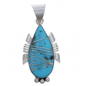 Silver And Turquoise Inlay Southwest Jewelry Pendant EX30503