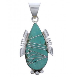 Southwest Sterling Silver And Turquoise Slide Pendant EX30510