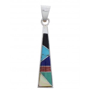 Multicolor Inlay Southwest Sterling Silver Pendant EX30527