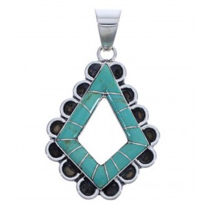 Sterling Silver And Turquoise Inlay Slide Pendant EX30596