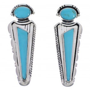 Southwest Turquoise Inlay Sterling Silver Post Earrings EX28747