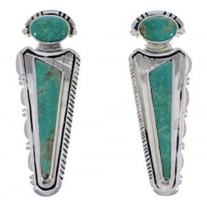 Genuine Sterling Silver Turquoise Inlay Post Earrings Jewelry EX28750