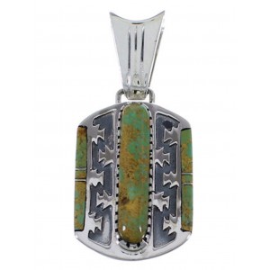 Turquoise Inlay Southwestern Silver Pendant EX28778