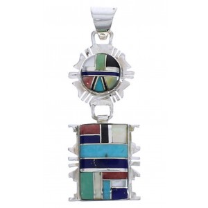 Sterling Silver Jewelry Multicolor Inlay Pendant PX30639