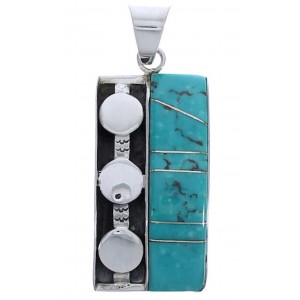 Genuine Sterling Silver Heavy Turquoise Pendant Jewelry PX30667