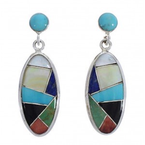 Sterling Silver Multicolor Southwestern Post Dangle Earrings PX30679