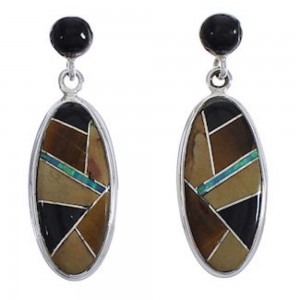 Sterling Silver And Multicolor Post Dangle Earrings Jewelry PX30681