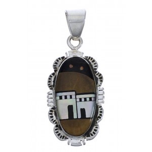 Southwest Multicolor Native American Village Design Pendant EX29170