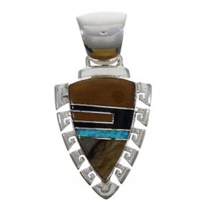 Tiger Eye And Multicolor Southwest Silver Pendant EX29205