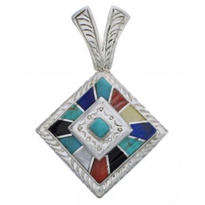 Multicolor Southwestern Sterling Silver Pendant EX29250