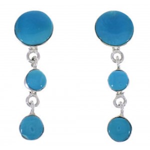 Turquoise Silver Southwestern Jewelry Post Dangle Earrings PX30586