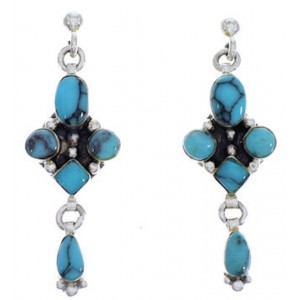 Sterling Silver Turquoise Post Dangle Earrings FX30837