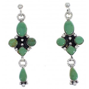 Turquoise Sterling Silver Post Dangle Earrings FX30844