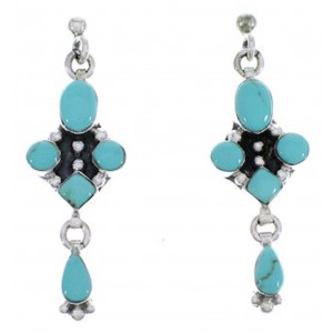 Turquoise Sterling Silver Southwest Post Dangle Earrings FX30845