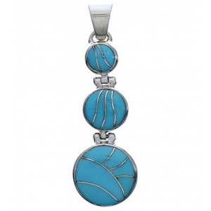 Turquoise Inlay Silver Substantial Southwest Pendant PX29322