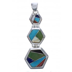 Southwest Silver Sturdy Multicolor Pendant PX29343