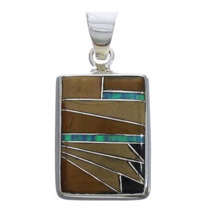 Southwestern Sturdy Sterling Silver Multicolor Pendant Jewelry PX29382