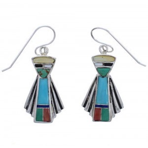 Multicolor Inlay And Sterling Silver Hook Dangle Earrings EX31365