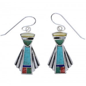 Southwestern Multicolor And Silver Hook Dangle Earrings EX31368