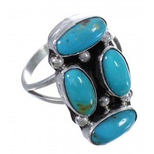 Sterling Silver Turquoise Navajo Indian Ring Size 7-3/4 EX29846