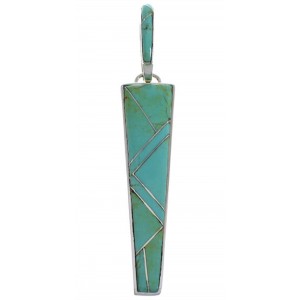 Genuine Sterling Silver And Turquoise Inlay Pendant Jewelry PX29729
