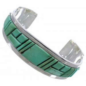 Sterling Silver Turquoise Inlay Southwestern Cuff Bracelet CX49923