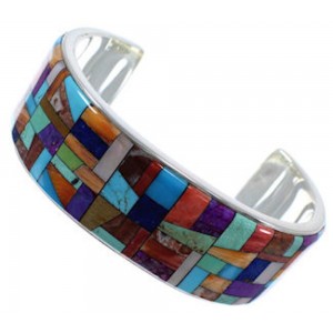 Sterling Silver Multicolor Southwest Cuff Bracelet TX40403