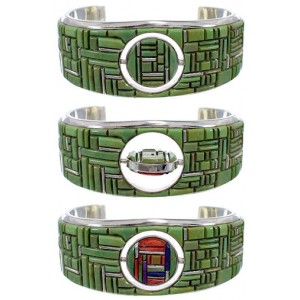 Multicolor Southwestern Silver Reversible Cuff Bracelet TX40661