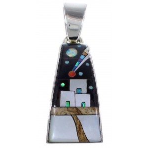 Multistone Sterling Silver Native American Design Pendant HS41172