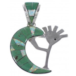 Turquoise Opal Whiterock Sterling Silver Kokopelli Pendant RS36162