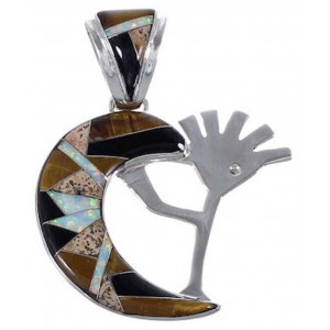 Whiterock Silver Tiger Eye Multicolor Inlay Kokopelli Pendant RS36140