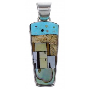 Native American Village Design Turquoise Multicolor Pendant HS41143