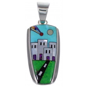 Sterling Silver Multicolor Native American Design Pendant HS41129