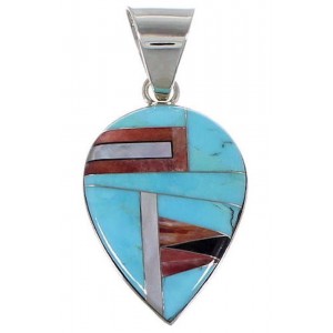 Sterling Silver Multicolor Turquoise Inlay Pendant NS42683