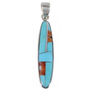 Turquoise And Multicolor Inlay Sterling Silver Pendant DS39423