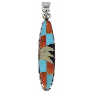 Turquoise And Multicolor Inlay Sterling Silver Pendant NS51418