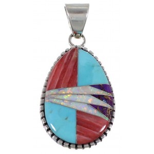 Sterling Silver Multicolor Turquoise Slide Pendant Jewelry RS40075