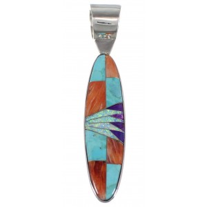 Multicolor Inlay Jewelry Sterling Silver Pendant AS34376