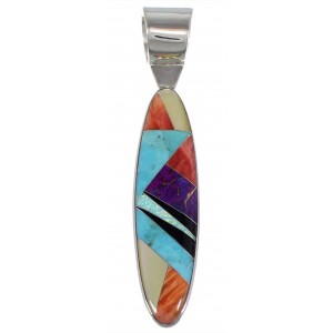 Turquoise And Multicolor Inlay Jewelry Sterling Silver Pendant AS34370