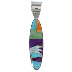 Multicolor Inlay Jewelry Sterling Silver Pendant AS34372