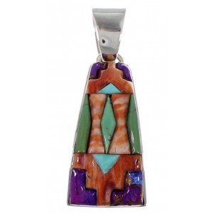 Multicolor And Turquoise Genuine Sterling Silver Pendant AS46142
