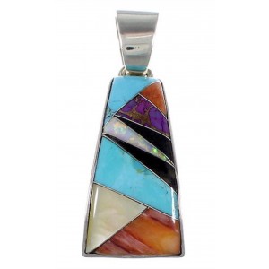 Turquoise Multicolor Inlay Sterling Silver Pendant Jewelry RS39546 