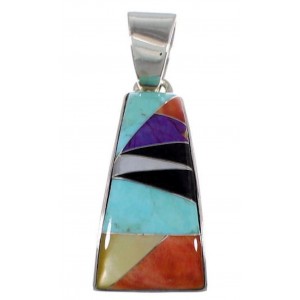 Turquoise Multicolor Inlay And Genuine Sterling Silver Pendant RS39545