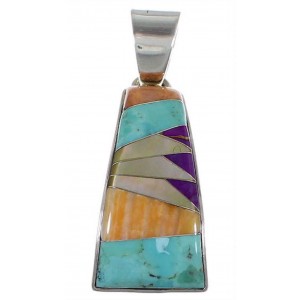 Multicolor Turquoise Jewelry Sterling Silver Slide Pendant RS39492 