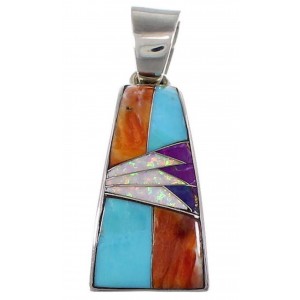Sterling Silver Multicolor And Turquoise Slide Pendant RS39516 