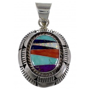 Genuine Sterling Silver Turquoise Multicolor Jewelry Pendant RS40123